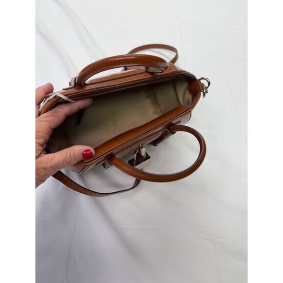 NEW Givenchy Leather Mini Antigona Lock Tote Top Handle Bag Cognac Brown - Picture 10 of 11